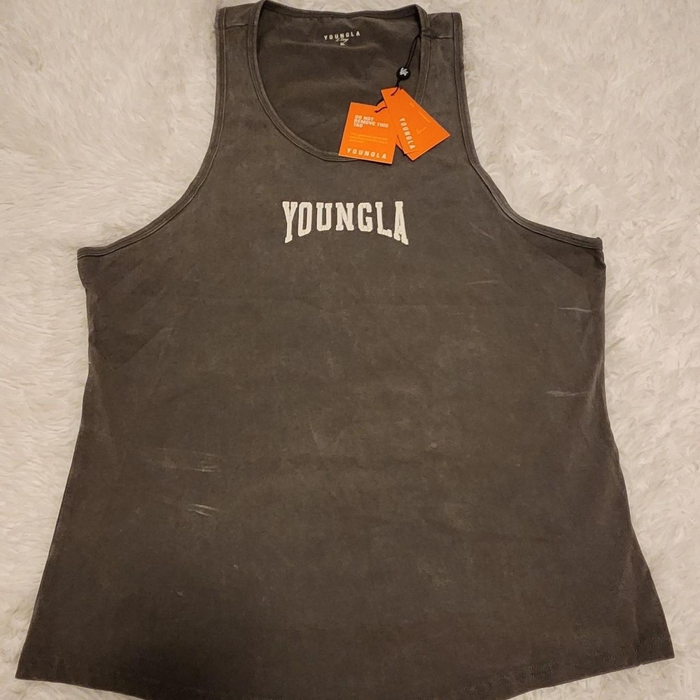 NWT YoungLA grey tank top size XL #loungewear #summer #gym #athleticwear